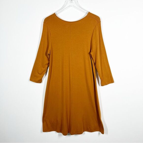 Garnet Hill Women's Size Large Orange Rust Scoop Neck Trapeze Knee Length Dress - Picture 3 of 9